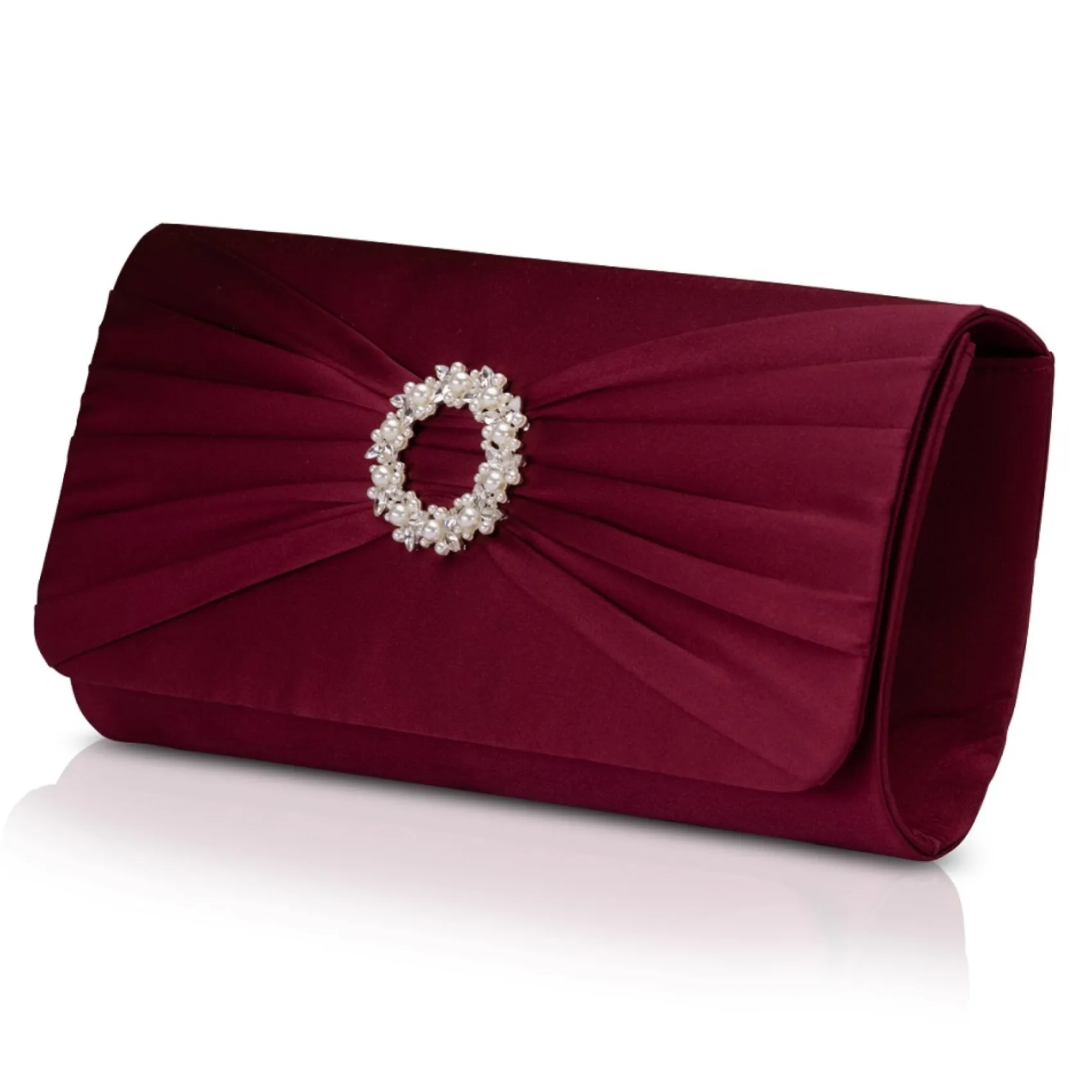 Perfect Bridal Harlow Berry Satin Perlenbrosche Clutch Tasche* Anlass Handtaschen