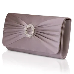 Perfect Bridal Harlow Taupe Satin Perlenbrosche Clutch Tasche* Anlass Handtaschen