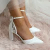 Perfect Bridal Indi Färbbar Elfenbein Satin Blockabsatz Knöchelriemen Schuhe* Hochzeitsschuhe | Schuhe Mit Mittlerem Absatz