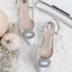 Perfect Bridal Lennox Elfenbein spitze Slingback Kitten Heels* Schuhe Für Die Mutter Der Braut | Hochzeitsschuhe