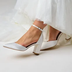 Perfect Bridal Liberty Elfenbein Satin Blockabsatz Knöchelriemen Gericht Schuhe* Hochzeitsschuhe | Schuhe Mit Mittlerem Absatz