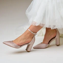Perfect Bridal Liberty Taupe Satin Block Ferse Knöchelriemen Gericht Schuhe* Schuhe Für Hochzeitsgäste | Schuhe Für Die Mutter Der Braut