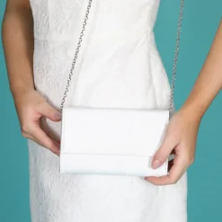 Perfect Bridal Lola Färbbare Elfenbeinfarbene Satin Clutch Tasche* Hochzeit Handtaschen