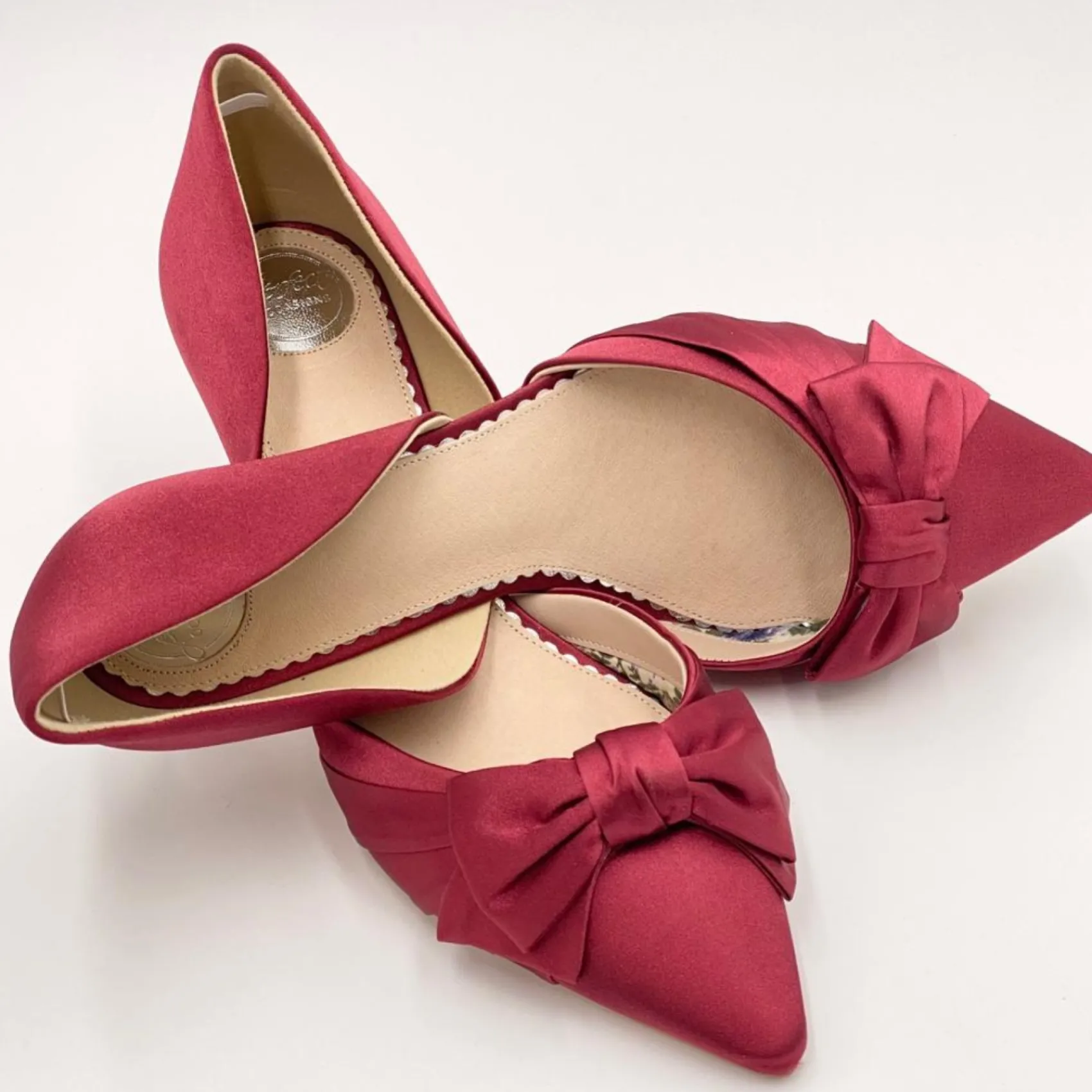 Perfect Bridal Margo Berry Satin Mid Heel Schleife Gericht Schuhe* Party-schuhe | Schuhe Für Hochzeitsgäste