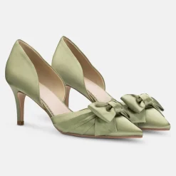 Perfect Bridal Margo Olive Grün Satin Mitte Heel Schleife Gericht Schuhe* Party-schuhe | Schuhe Für Hochzeitsgäste