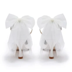 Perfect Bridal Mathilda Elfenbein Satin Knöchelriemen Tüll Schleife Gericht Schuhe* Hochzeitsschuhe | Schuhe Mit Mittlerem Absatz