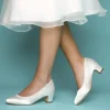 Perfect Bridal Melanie Einfärbbar Elfenbein Satin Blockabsatz Gericht Schuhe* Hochzeitsschuhe | Schuhe Mit Niedrigem Absatz