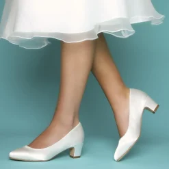Perfect Bridal Melanie Einfärbbar Elfenbein Satin Blockabsatz Gericht Schuhe* Hochzeitsschuhe | Schuhe Mit Niedrigem Absatz