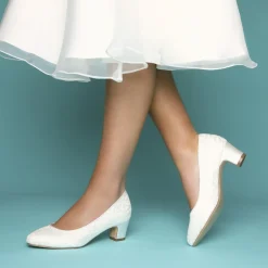Perfect Bridal Melanie Elfenbein Spitze Blockabsatz Pumps (Weite Passform)* Hochzeitsschuhe | Schuhe Mit Niedrigem Absatz