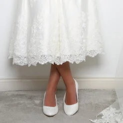 Perfect Bridal Melanie Färbbar Elfenbein Spitze Block Heel Gericht Schuhe* Hochzeitsschuhe | Schuhe Mit Niedrigem Absatz