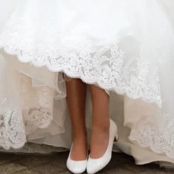 Perfect Bridal Melanie Färbbar Elfenbein Spitze Block Heel Gericht Schuhe* Hochzeitsschuhe | Schuhe Mit Niedrigem Absatz