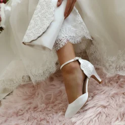 Perfect Bridal Muskatnuss Einfärbbarer elfenbeinfarbener Satin und Paillettenspitze Clutch Bag* Hochzeit Handtaschen