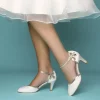 Perfect Bridal Nina Elfenbein Spitze und Gold Knöchelriemen Schuhe* Hochzeitsschuhe | Schuhe Mit Mittlerem Absatz