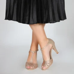 Perfect Bridal Perla Gold Kristallverzierte T-Bar Sandalen* Party-schuhe | Schuhe Für Hochzeitsgäste