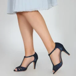 Perfect Bridal Perla Marineblaue, kristallverzierte T-Bar-Sandalen* Party-schuhe | Schuhe Für Hochzeitsgäste