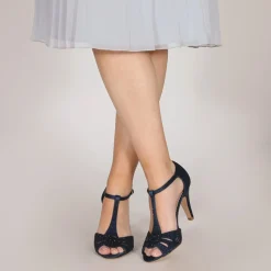 Perfect Bridal Perla Marineblaue, kristallverzierte T-Bar-Sandalen* Party-schuhe | Schuhe Für Hochzeitsgäste