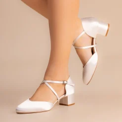 Perfect Bridal Remi Elfenbeinfarbene Satin Pumps mit Blockabsatz (Weite Passform)* Schuhe Für Die Mutter Der Braut | Hochzeitsschuhe