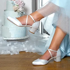 Perfect Bridal Remi Elfenbeinfarbene Satin Pumps mit Blockabsatz (Weite Passform)* Schuhe Für Die Mutter Der Braut | Hochzeitsschuhe