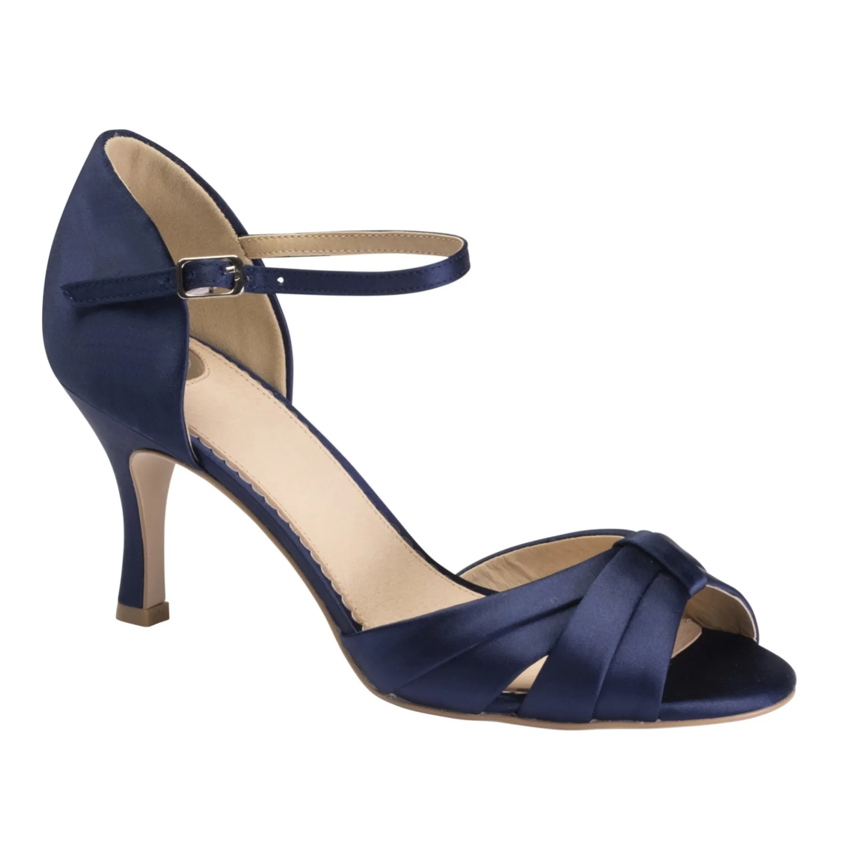 Perfect Bridal Sadie Midnight Satin Peep Toe Sandalen mit mittlerem Absatz* Schuhe Für Hochzeitsgäste | Schuhe Für Die Mutter Der Braut