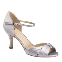 Perfect Bridal Sadie Silber Satin Peep Toe Mid Heel Sandalen* Schuhe Für Hochzeitsgäste | Schuhe Für Die Mutter Der Braut
