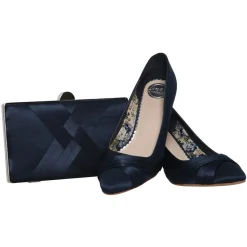 Perfect Bridal Sally Marineblaue Satin Schuhe mit mittlerem Absatz* Schuhe Für Hochzeitsgäste | Schuhe Für Die Mutter Der Braut