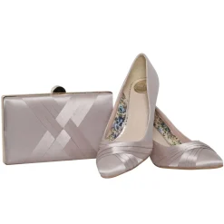 Perfect Bridal Sally Taupe Satin Schuhe mit mittlerem Absatz* Schuhe Für Hochzeitsgäste | Schuhe Für Die Mutter Der Braut