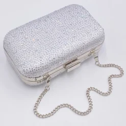 Perfect Bridal Sammy Silberne kristallbesetzte Clutch-Tasche* Abschlussball-taschen | Anlass Handtaschen