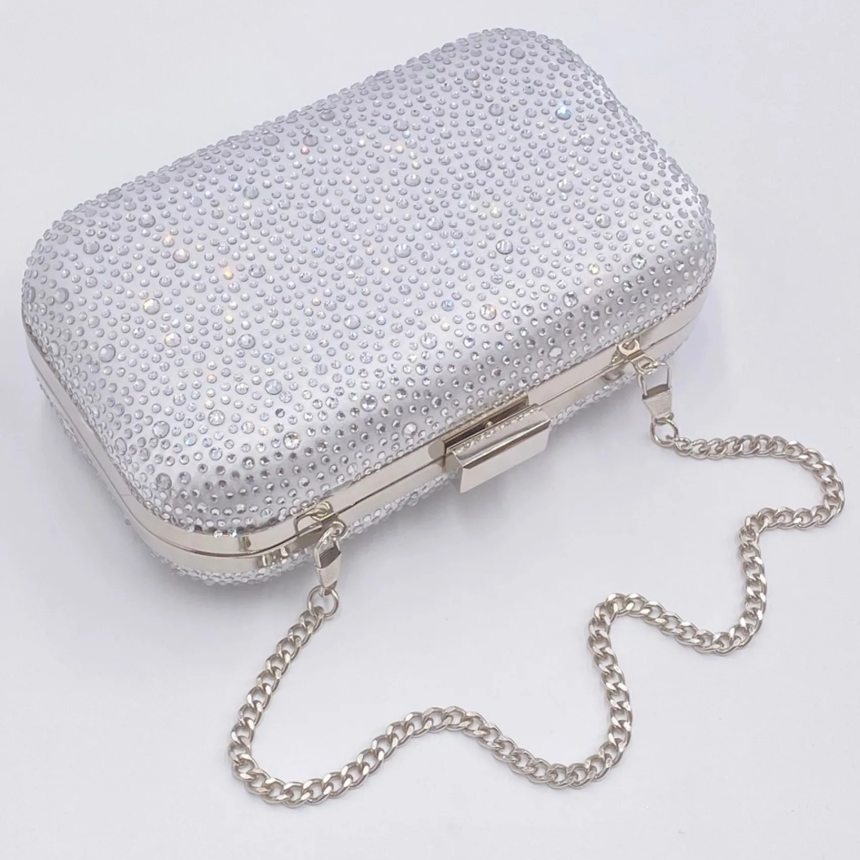 Perfect Bridal Sammy Silberne kristallbesetzte Clutch-Tasche* Abschlussball-taschen | Anlass Handtaschen