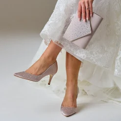 Perfect Bridal Sienna Taupe Satin Crystal Open Waist Pointed Courts* Party-schuhe | Schuhe Für Hochzeitsgäste
