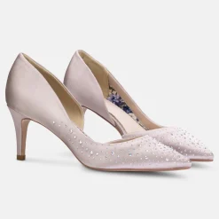 Perfect Bridal Sienna Taupe Satin Crystal Open Waist Pointed Courts* Party-schuhe | Schuhe Für Hochzeitsgäste