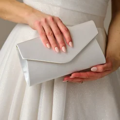 Perfect Bridal Simone Färbbar Elfenbein Satin Perlen Brosche Umschlag Clutch* Hochzeit Handtaschen