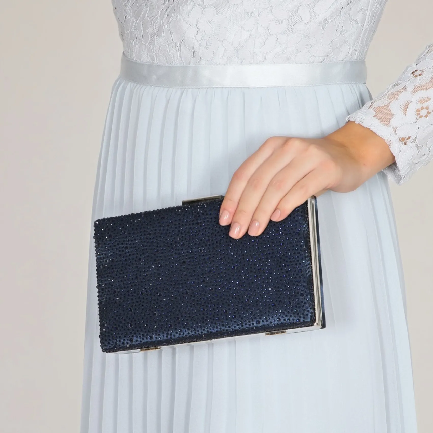 Perfect Bridal Sorrel Navy Sparkly Diamante Box Clutch Bag* Abschlussball-taschen | Anlass Handtaschen