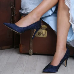 Perfect Bridal Stara Marineblaue kristallverzierte spitze Pumps* Glitzernde Ballschuhe | Blaue Ballschuhe