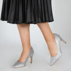 Perfect Bridal Stara Silberne kristallverzierte spitze Pumps* Glitzernde Ballschuhe | Silberne Ballschuhe