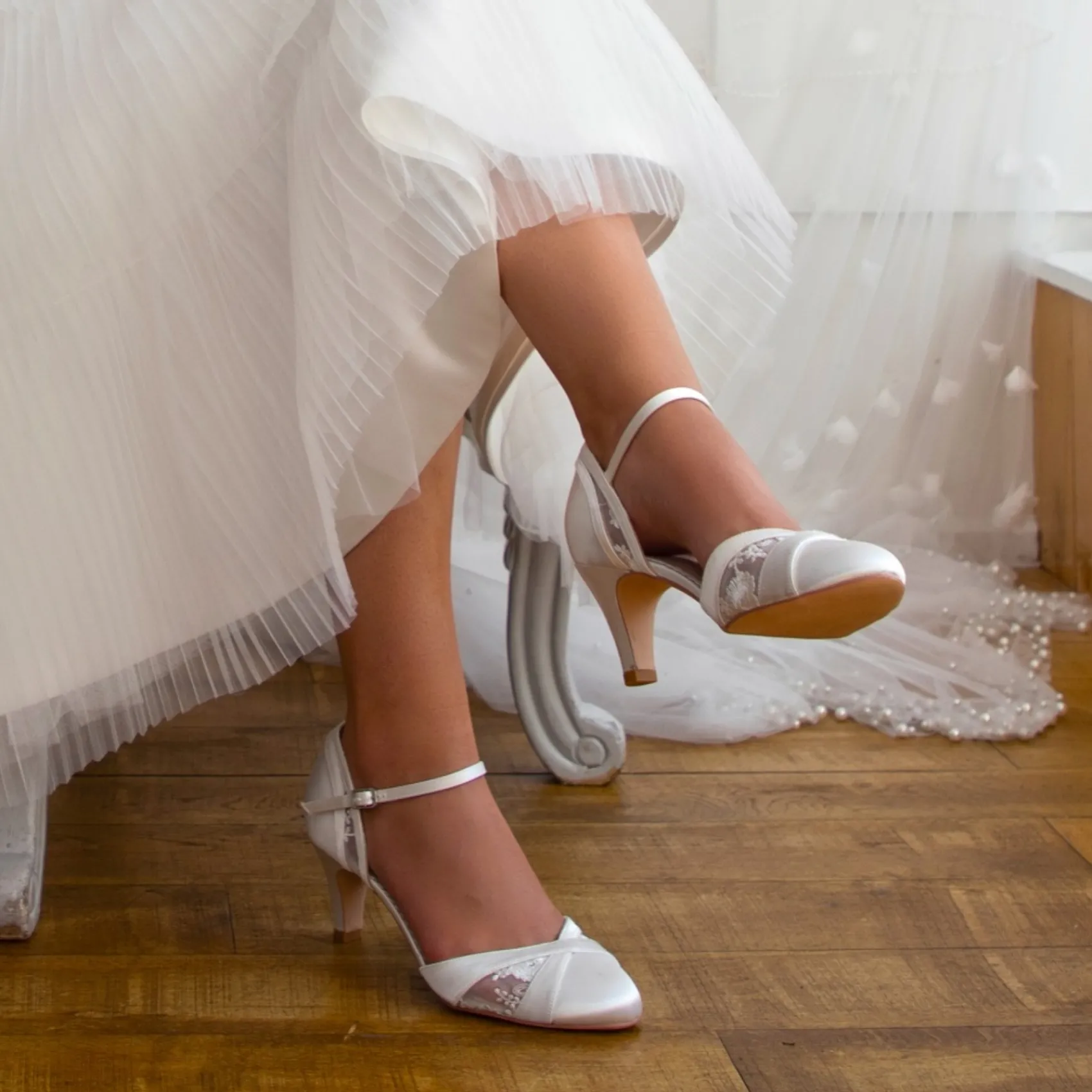 Perfect Bridal Susie Färbbare Elfenbein Spitze Knöchelriemen Hochzeit Schuhe* Hochzeitsschuhe | Schuhe Mit Mittlerem Absatz