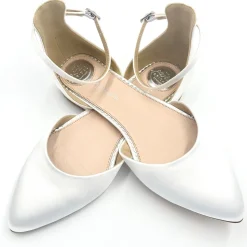 Perfect Bridal Tilly Färbbar Elfenbein Satin Knöchelriemen Flats (Weite Passform)* Hochzeitsschuhe | Schuhe Zum Färben