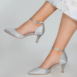 Perfect Bridal Xena Silber Kristall verschönert Knöchelriemen Gericht Schuhe* Glitzernde Ballschuhe | Silberne Ballschuhe
