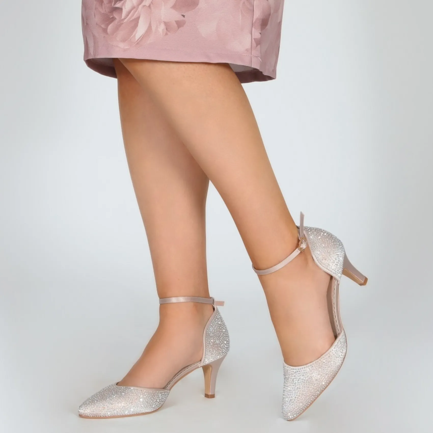 Perfect Bridal Xena Taupe Crystal verschönert Knöchelriemen Gericht Schuhe* Glitzernde Ballschuhe | Party-schuhe