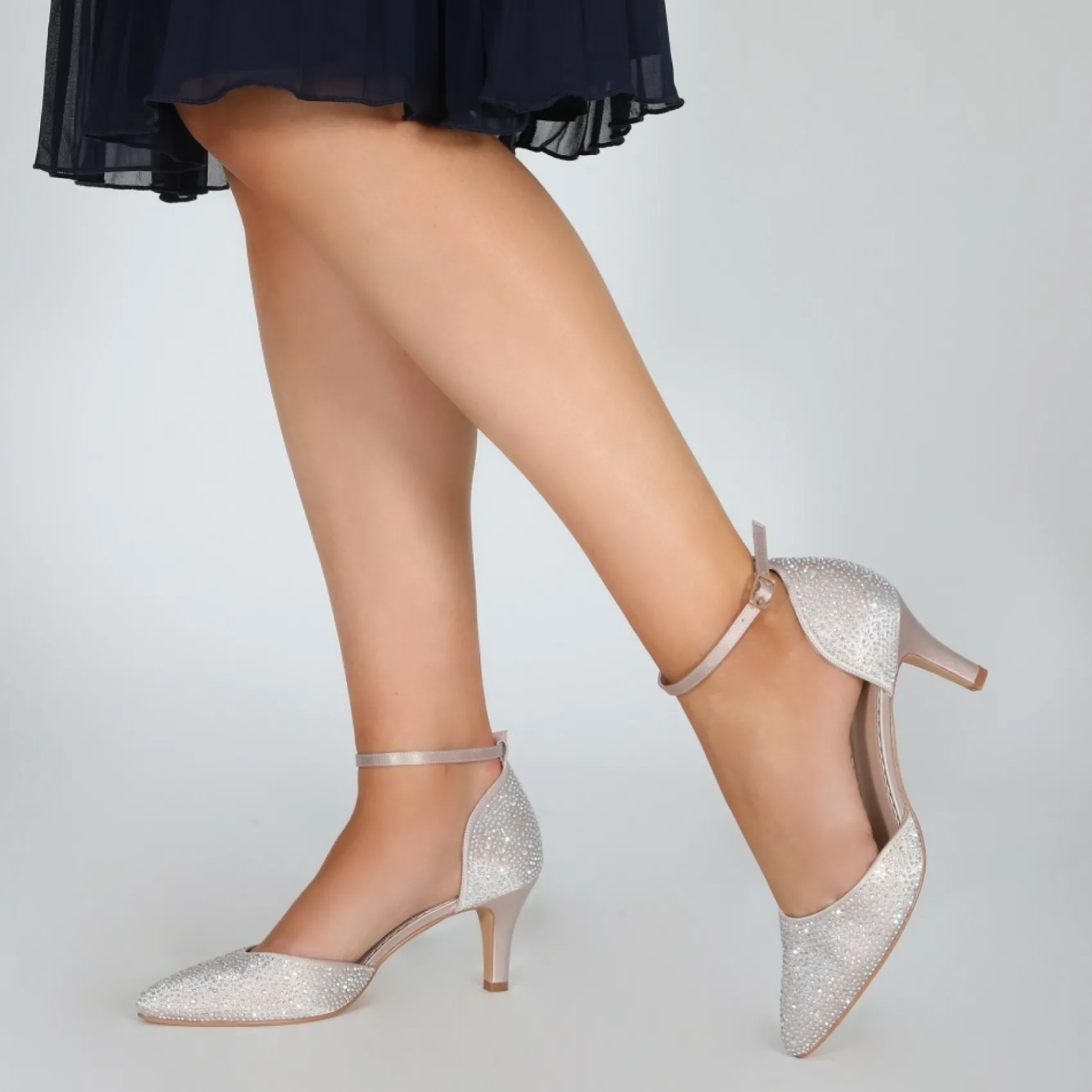 Perfect Bridal Xena Taupe Crystal verschönert Knöchelriemen Gericht Schuhe* Glitzernde Ballschuhe | Party-schuhe