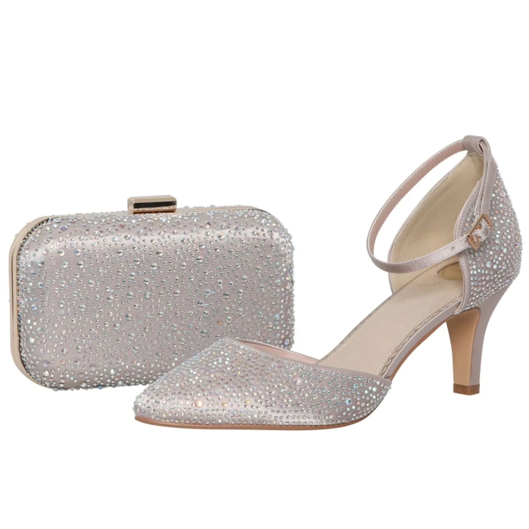 Perfect Bridal Xena Taupe Crystal verschönert Knöchelriemen Gericht Schuhe* Glitzernde Ballschuhe | Party-schuhe