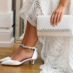 Perfect Bridal Yvette Färbbare elfenbeinfarbene Satin- und Kristall-Clutch-Tasche* Hochzeit Handtaschen