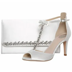 Perfect Bridal Yvette Färbbare elfenbeinfarbene Satin- und Kristall-Clutch-Tasche* Hochzeit Handtaschen