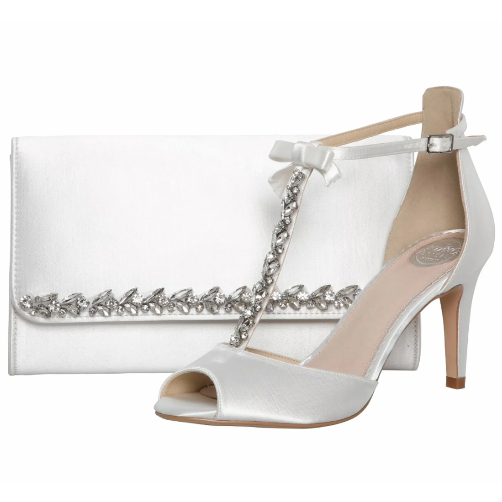 Perfect Bridal Yvette Färbbare elfenbeinfarbene Satin- und Kristall-Clutch-Tasche* Hochzeit Handtaschen
