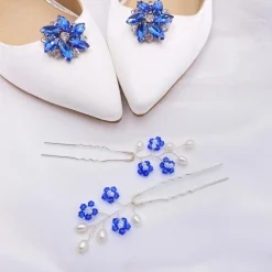 Lace & Favour Petal Sapphire Kristall Blume Schuhclips* Etwas Blaue Geschenke | Schuhclips