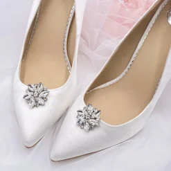Lace & Favour Petal Silber Kristall Blume Schuhclips* Geschenke Für Die Braut | Schuhclips