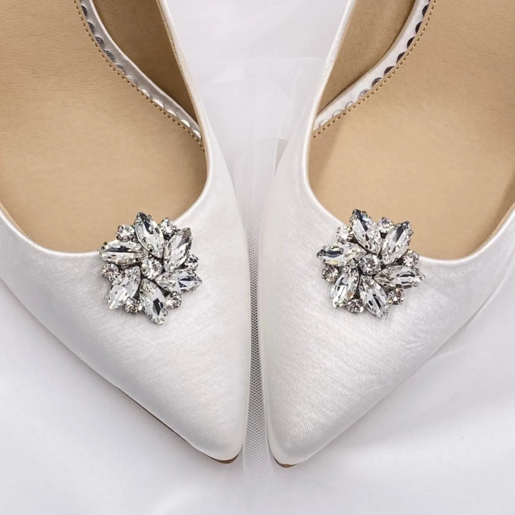 Lace & Favour Petal Silber Kristall Blume Schuhclips* Geschenke Für Die Braut | Schuhclips