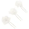 Poirier Pfingstrose Satz von 3 Elfenbein Stoff Blume Haarnadeln* Gold-haar-accessoires | Haarschmuck Für Blumenmädchen
