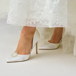Perfect Bridal Pippa Färbbare Elfenbein Satin Perle Brosche Hochhackige Schuhe* Hochzeitsschuhe | Hochhackige Schuhe