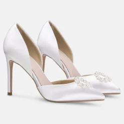 Perfect Bridal Pippa Färbbare Elfenbein Satin Perle Brosche Hochhackige Schuhe* Hochzeitsschuhe | Hochhackige Schuhe