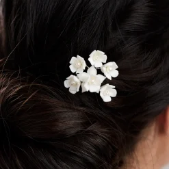 Lace & Favour Posy Elfenbein Perle Blumen Braut Haarnadel* Perlen-haarschmuck | Silberne Haar-accessoires